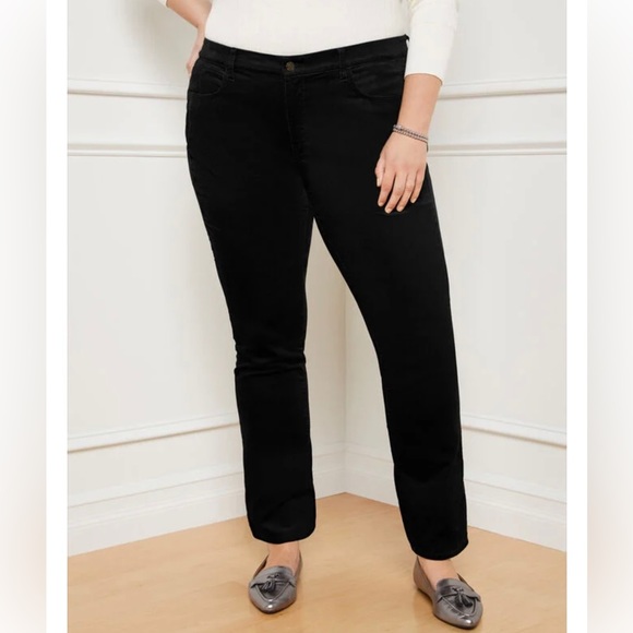 Talbots Velveteen Straight Leg High Waisted Black Pants NWT Sz 20WP - Picture 1 of 14
